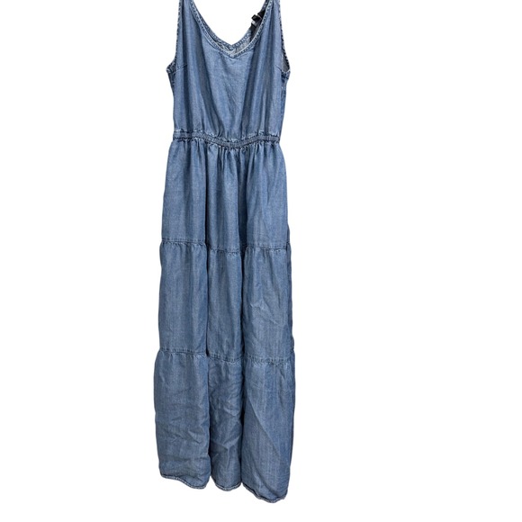 Velvet Heart Blue Chambray Sleeveless Tiered Maxi Dress Women's - Picture 1 of 9